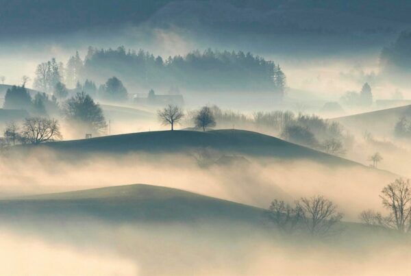 silhouette of mountains during daytime